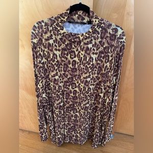 Brooke Shields Timeless mock neck leopard print long sleeve tee 3X